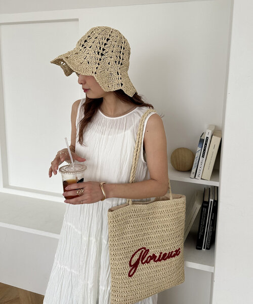 DISCOAT(ディスコート)の「ペーパーチューリップハット(ハット・レディース・ライトベージュ/グレイッシュベージュ・FREE)」の7枚目の写真