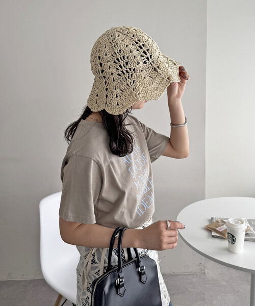 DISCOAT(ディスコート)の「ペーパーチューリップハット(ハット・レディース・ライトベージュ/グレイッシュベージュ・FREE)」の15枚目の写真