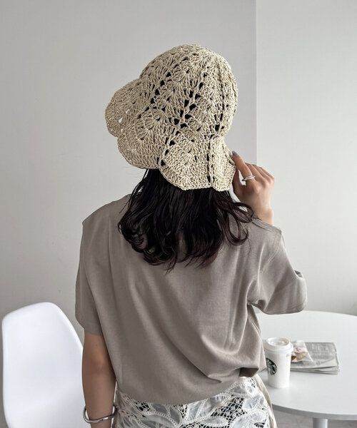 DISCOAT(ディスコート)の「ペーパーチューリップハット(ハット・レディース・ライトベージュ/グレイッシュベージュ・FREE)」の17枚目の写真