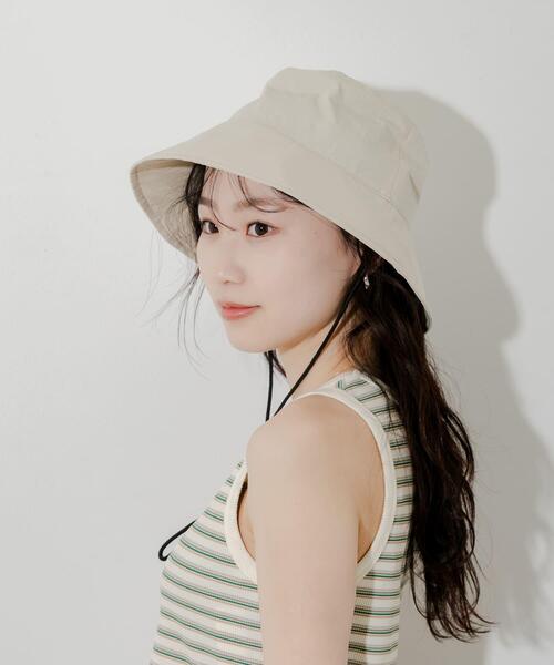 SMELLY（スメリー）の「『撥水/UVカット』ハッスイドロストバケットハット（ハット・レディース・カーキ/アイボリー/ブラック・-）」の5枚目の写真