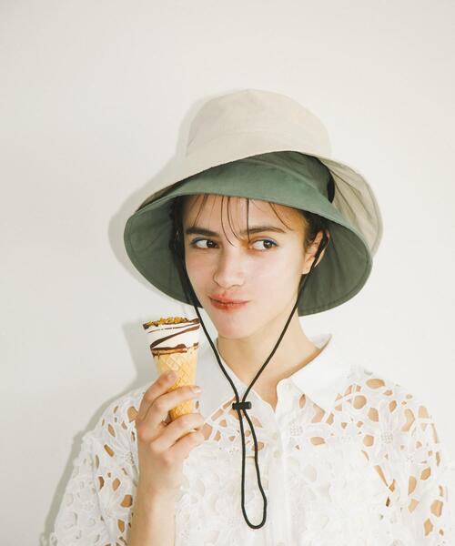 SMELLY（スメリー）の「『撥水/UVカット』ハッスイドロストバケットハット（ハット・レディース・カーキ/アイボリー/ブラック・-）」の12枚目の写真