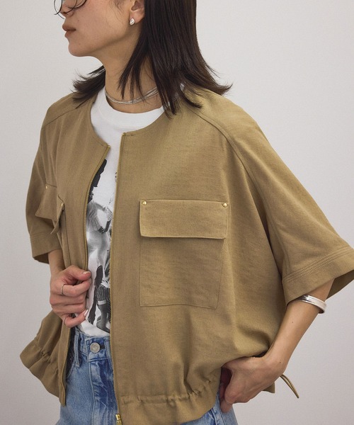 SALON adam et rope' サロンアダムエロペ ニットジップブルゾン SALON adam et ropé(サロン アダム エ ロペ) / クロップドクルー