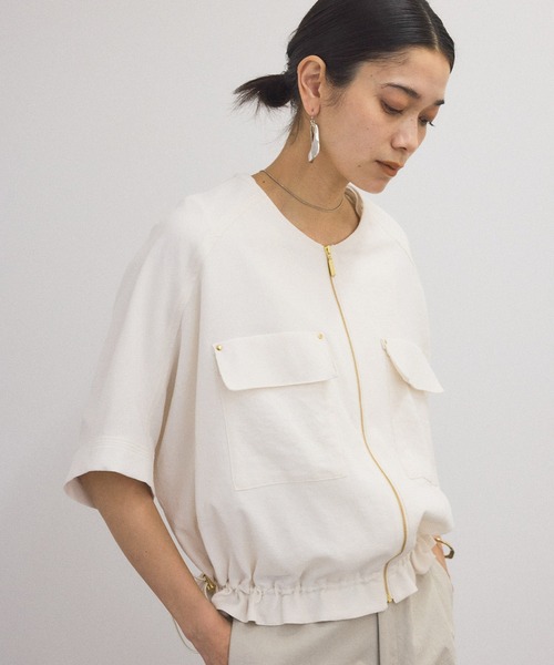 未使用■ROPE’■ショートジップライトブルゾン■ホワイト■オーバーサイズ■ 未使用□ROPE'□ショートジップライトブルゾン□ホワイト