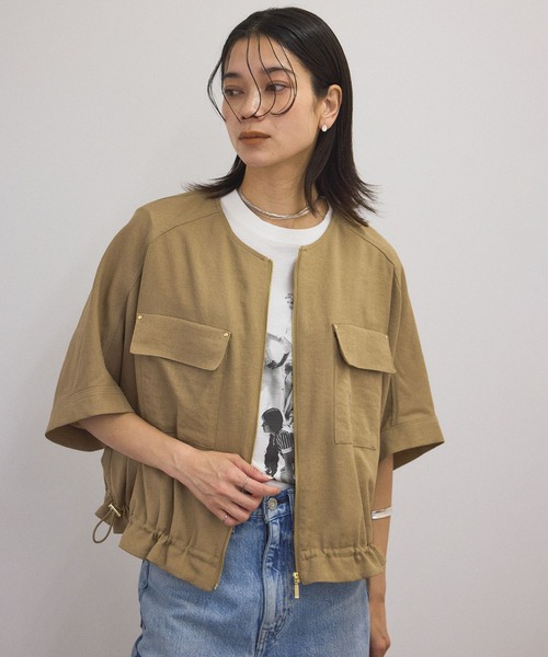 新品　未使用品！　アダムエロペ　新作ジャケット　ショートスリーブシャツジャケット 新品】ADAM ET ROPÉ FEMME ショートスリーブシャツジャケット