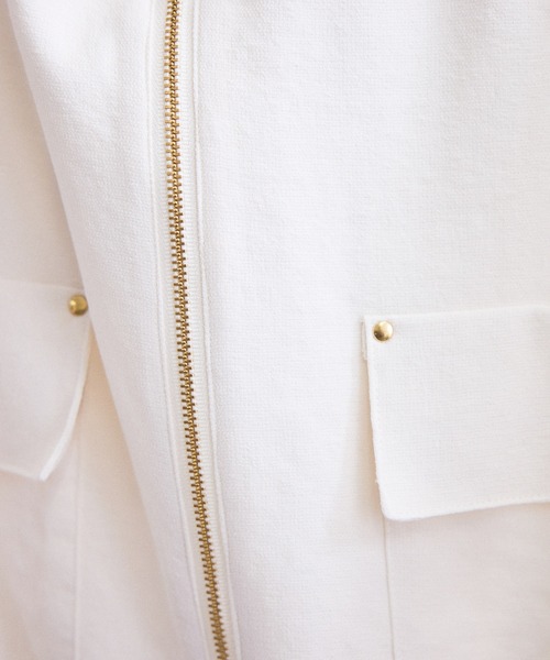 SALON adam et rope'（サロン アダム エ ロペ）の「【WEB限定】ハーフスリーブドロストライトブルゾン/ジップシャツ（ブルゾン・レディース・ブラック/オフホワイト/キャメル・FREE）」の4枚目の写真