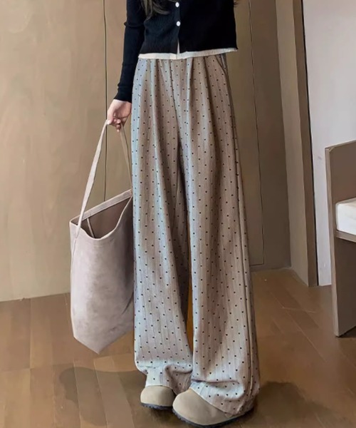 Mejoul（メジュール）の「ハートストライプ柄イージーパンツ（その他パンツ・レディース・ライトグレー/ブラウン/グレー・M/L）」の13枚目の写真