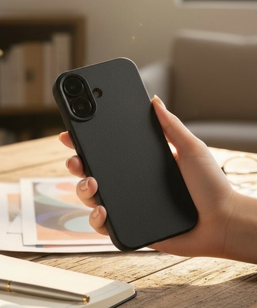 Fun & Daily(ファンアンドデイリー)の「レザーパターンスリム TPU iPhoneケース iPhone 15 16 17 Plus Pro ProMax(スマホケース/カバー・レディース・ブラック/オレンジ/ピンク・iPhone 16 Plus/iPhone 16/iPhone 15 Pro Max/iPhone 15/iPhone 16 Pro Max/iPhone 16 Pro/iPhone 15 Pro/iPhone 17/iPhone 17 Pro/iPhone 17 Pro Max)」の2枚目の写真