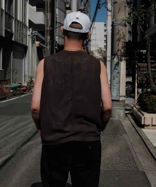 O project(オープロジェクト)の「O PROJECT オープロジェクト / SLEEVELESS MESH TEE(Tシャツ/カットソー・メンズ・ナチュラル/ブラック・MEDIUM)」の6枚目の写真