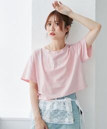MAJESTIC LEGON | パール付きクロップドロゴTシャツ(Tシャツ/カットソー)