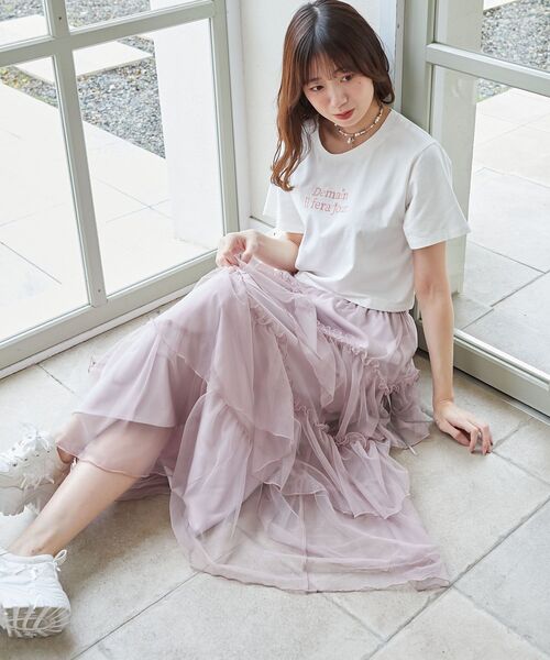 MAJESTIC LEGON(マジェスティックレゴン)の「パール付きクロップドロゴTシャツ(Tシャツ/カットソー・レディース・イエロー/ピンク/オフホワイト/レッド/ブラック・MEDIUM)」の18枚目の写真