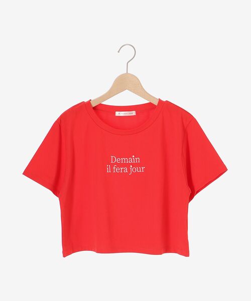 MAJESTIC LEGON(マジェスティックレゴン)の「パール付きクロップドロゴTシャツ(Tシャツ/カットソー・レディース・イエロー/ピンク/オフホワイト/レッド/ブラック・MEDIUM)」の6枚目の写真
