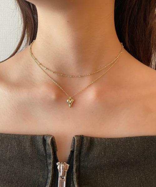 FOREVER 21(フォーエバー トゥエンティーワン)の「2連ハートデザインネックレス(ネックレス・レディース・ゴールド/シルバー・FREE)」の3枚目の写真
