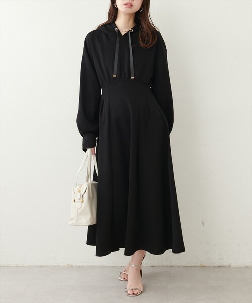 natural couture(ナチュラルクチュール)の「【WEB限定】ハイウエストダンボールフード付きワンピース(ワンピース・レディース・ブラック/ベージュ/ブルー/チャコールグレー/ピンク系その他・FREE)」の8枚目の写真