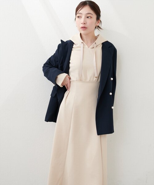 natural couture(ナチュラルクチュール)の「【WEB限定】ハイウエストダンボールフード付きワンピース(ワンピース・レディース・ブラック/ベージュ/ブルー/チャコールグレー/ピンク系その他・FREE)」の21枚目の写真