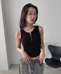 FOLLOWIN | 【パッド付き】ジップアップタンクトップ(キャミソール)