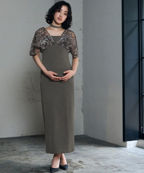girl(ガール)の「フェザーフラワー ドロップショルダー レイヤード ドレス 結婚式 ワンピース パーティードレス オケージョンドレス お呼ばれ 二次会 成人式 同窓会 謝恩会(ドレス・レディース・ブラック/チャコールグレー/ミント・L/M)」の17枚目の写真