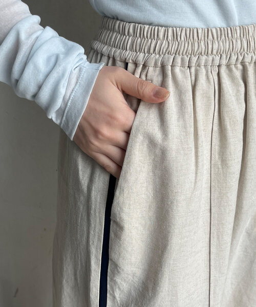 DouDou(ドゥドゥ)の「リネンサイドラインパンツ(その他パンツ・レディース・ブラック/ベージュ・FREE)」の15枚目の写真