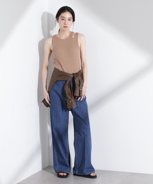 NANO universe（ナノユニバース）の「ランダムリブカップ付きスラッシュタンクトップ（タンクトップ・レディース・ブラック/ホワイト/キャメル・S/M）」の9枚目の写真