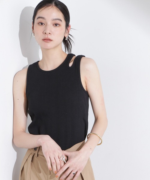 NANO universe（ナノユニバース）の「ランダムリブカップ付きスラッシュタンクトップ（タンクトップ・レディース・ブラック/ホワイト/キャメル・S/M）」の20枚目の写真