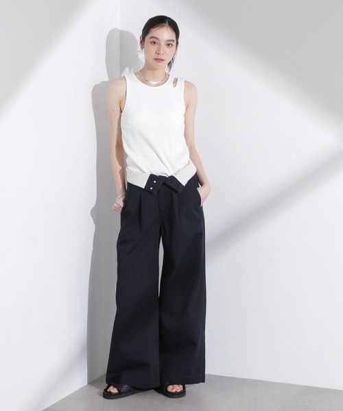 NANO universe（ナノユニバース）の「ランダムリブカップ付きスラッシュタンクトップ（タンクトップ・レディース・ブラック/ホワイト/キャメル・S/M）」の16枚目の写真