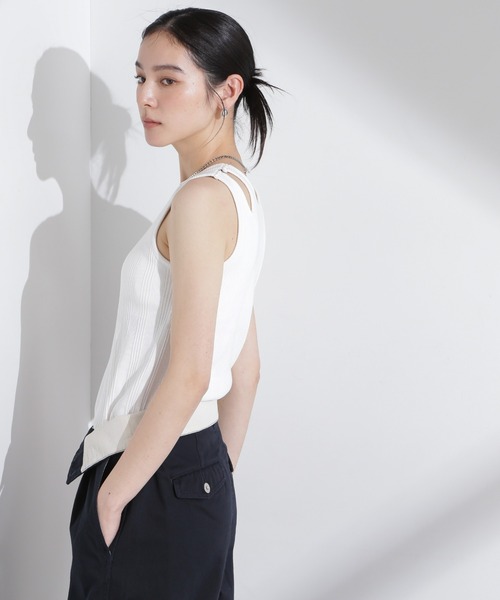 NANO universe（ナノユニバース）の「ランダムリブカップ付きスラッシュタンクトップ（タンクトップ・レディース・ブラック/ホワイト/キャメル・S/M）」の15枚目の写真