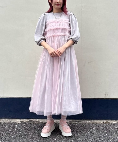 GATHERED TULLE LAYERED ドレス（ワンピース）｜Candy Stripper
