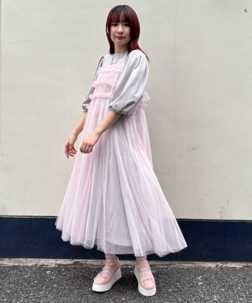 GATHERED TULLE LAYERED ドレス（ワンピース）｜Candy Stripper