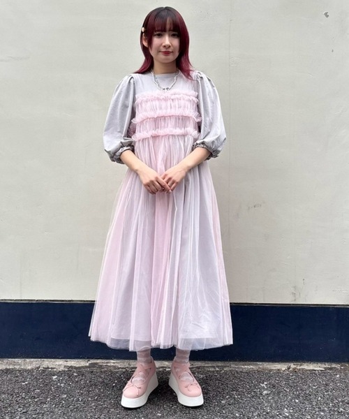 GATHERED TULLE LAYERED ドレス（ワンピース）｜Candy Stripper