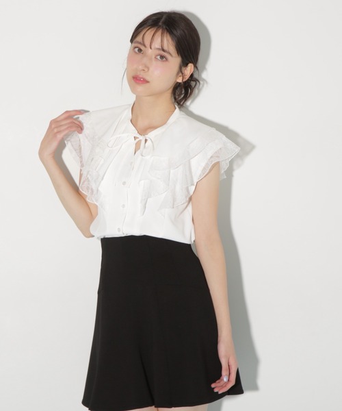 JILL by JILL STUART（ジルバイジルスチュアート）の「◇ケープフリルフレアスリーブブラウス（シャツ/ブラウス・レディース・ブルー/ブラック/ホワイト・FREE）」の22枚目の写真