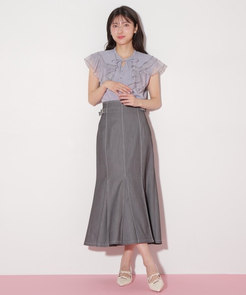 JILL by JILL STUART（ジルバイジルスチュアート）の「◇ケープフリルフレアスリーブブラウス（シャツ/ブラウス・レディース・ブルー/ブラック/ホワイト・FREE）」の5枚目の写真