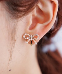 flower | ビジューリボンイヤリング(イヤリング)