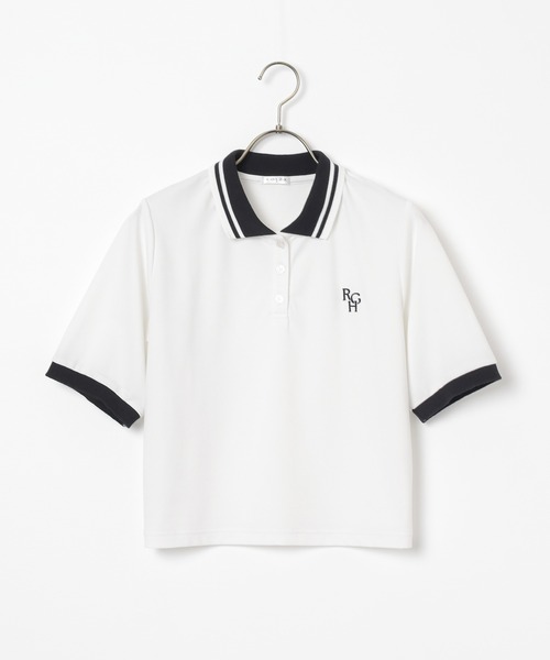 Honeys（ハニーズ）の「ショート丈衿付ポロシャツトップス（ポロシャツ・レディース・ネイビー/ピンク/ホワイト/サックスブルー/ブラック・L/M/S）」の16枚目の写真