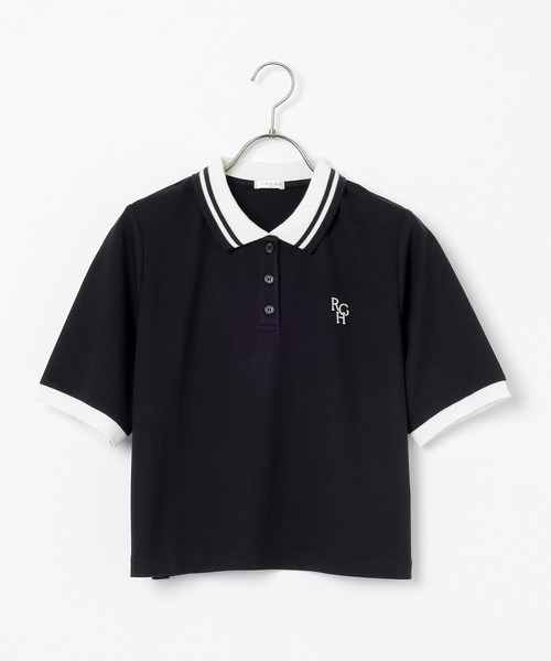 Honeys（ハニーズ）の「ショート丈衿付ポロシャツトップス（ポロシャツ・レディース・ネイビー/ピンク/ホワイト/サックスブルー/ブラック・L/M/S）」の18枚目の写真