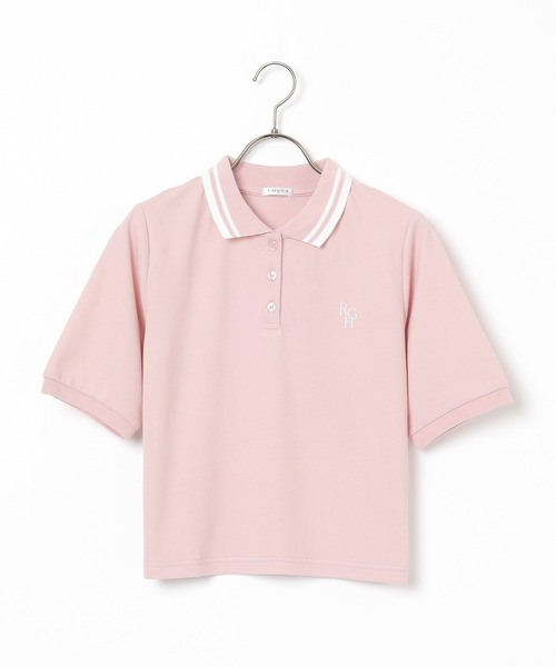 Honeys（ハニーズ）の「ショート丈衿付ポロシャツトップス（ポロシャツ・レディース・ネイビー/ピンク/ホワイト/サックスブルー/ブラック・L/M/S）」の22枚目の写真