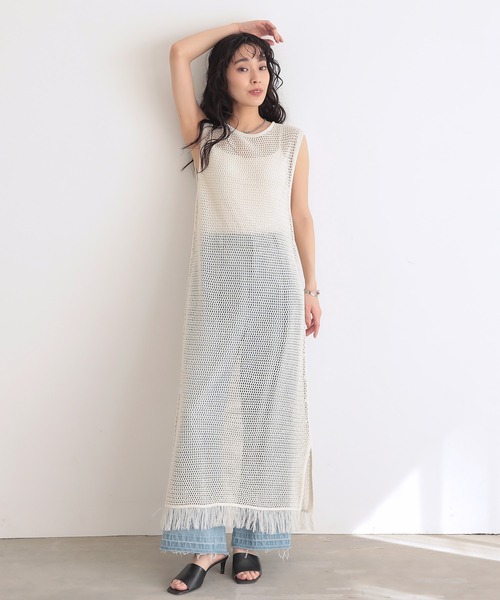 for/c(フォーシー)の「クロシェニットワンピース【サスティナブル】(ワンピース・レディース・アイボリー/ブラック・M/L)」の12枚目の写真