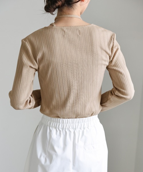 select MOCA(セレクトモカ)の「チョーカーリブトップス(Tシャツ/カットソー・レディース・グレイッシュベージュ/オフホワイト/ブラック・FREE)」の20枚目の写真