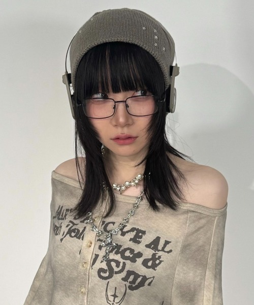 セール】【SETUP‐EXE】STUDDED BEANIE（ニットキャップ/ビーニー