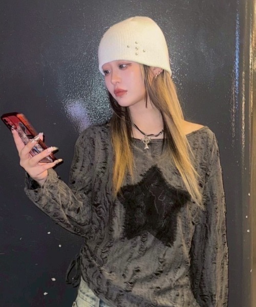 韓国早期完売★SETUPEXE★STUDDED BEANIE 大人気ビーニーMG/追跡 セール】【SETUP‐EXE】STUDDED BEANIE（ニットキャップ/ビーニー