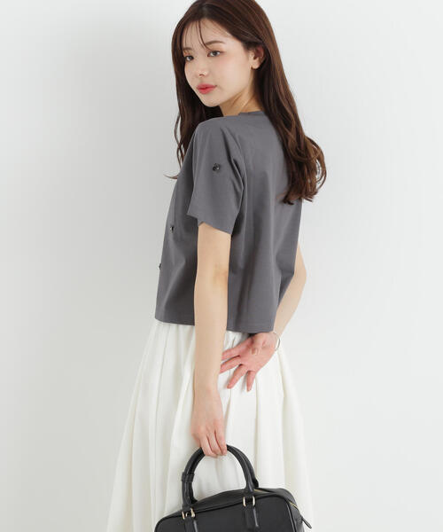 PROPORTION BODY DRESSING(プロポーションボディドレッシング)の「スパンコール付きカットソー / 1215160604(Tシャツ/カットソー・レディース・ホワイト/ダークグレー・FREE)」の7枚目の写真
