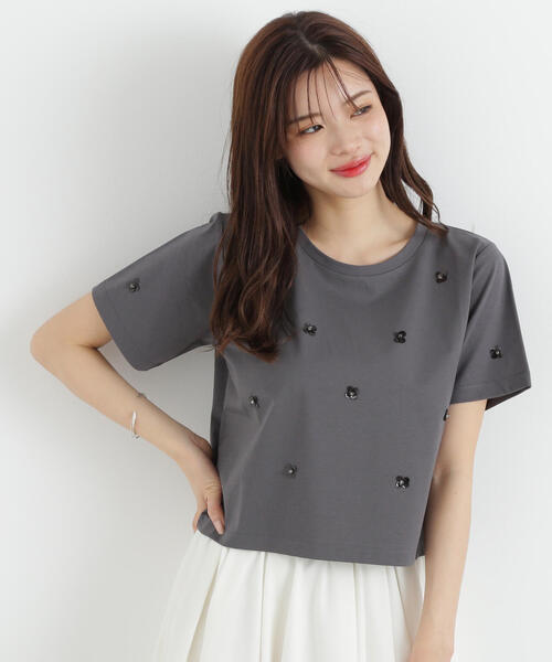 PROPORTION BODY DRESSING(プロポーションボディドレッシング)の「スパンコール付きカットソー / 1215160604(Tシャツ/カットソー・レディース・ホワイト/ダークグレー・FREE)」の8枚目の写真