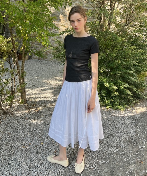 GIUNON(ジウノン)の「boat neck t-shirt / ボートネックTシャツ(Tシャツ/カットソー・レディース・ネイビー/ホワイト/グレー/クリーム・FREE)」の18枚目の写真