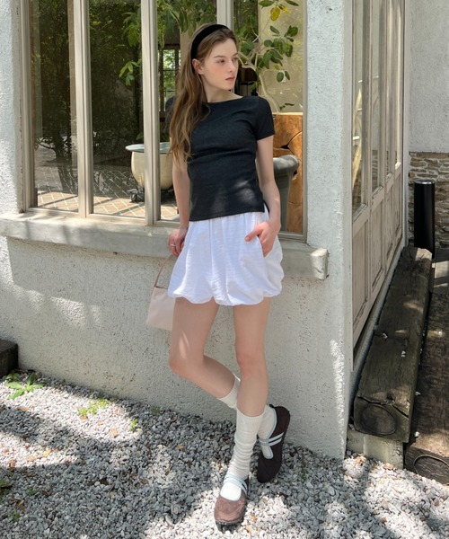 GIUNON(ジウノン)の「boat neck t-shirt / ボートネックTシャツ(Tシャツ/カットソー・レディース・ネイビー/ホワイト/グレー/クリーム・FREE)」の14枚目の写真