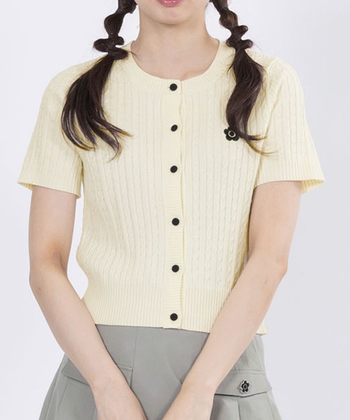 デイジーワンポイント半袖ケーブル カーディガン MARY QUANT ONLINE SHOP｜マリークヮントオンラインショップ