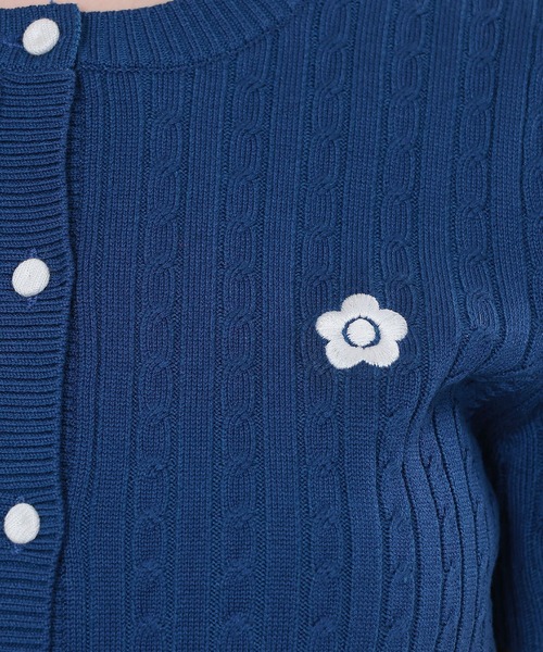 マリークワント デイジーワンポイント半袖ケーブル カーディガン MARY QUANT ONLINE SHOP｜マリークヮントオンラインショップ