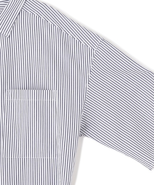 ETRE TOKYO（エトレトウキョウ）の「ハーフスリーブストライプオールインワン（つなぎ/オールインワン・レディース・ブラウン/ネイビー/ホワイト・M/S）」の17枚目の写真