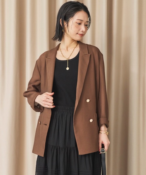 Doux archives（ドゥアルシーヴ）の「テレコタンクトップ（タンクトップ・レディース・ブラウン/グリーン/ブラック/オフホワイト・FREE）」の3枚目の写真