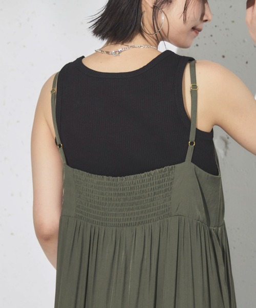 Doux archives（ドゥアルシーヴ）の「テレコタンクトップ（タンクトップ・レディース・ブラウン/グリーン/ブラック/オフホワイト・FREE）」の5枚目の写真