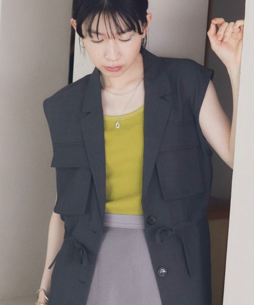 Doux archives（ドゥアルシーヴ）の「テレコタンクトップ（タンクトップ・レディース・ブラウン/グリーン/ブラック/オフホワイト・FREE）」の20枚目の写真