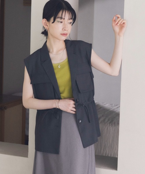 Doux archives（ドゥアルシーヴ）の「テレコタンクトップ（タンクトップ・レディース・ブラウン/グリーン/ブラック/オフホワイト・FREE）」の22枚目の写真