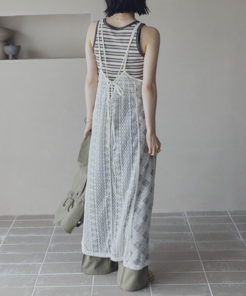 Doux archives（ドゥアルシーヴ）の「テレコタンクトップ（タンクトップ・レディース・ブラウン/グリーン/ブラック/オフホワイト・FREE）」の19枚目の写真